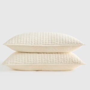 NWOT QUINCE European Linen Cotton Stitch Sham Set King Ivory 4184